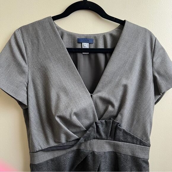 J. Crew Heidi 100% Wool Plaid Surplice Sheath Knee-Length Dress gray Size 6 - Picture 4 of 5